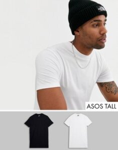 ASOS DESIGN Tall 2 pack super longline t-shirt save-Multi