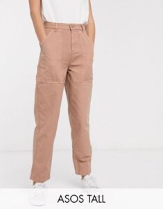 ASOS DESIGN Tall carpenter jeans in washed brick-Red