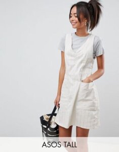 ASOS DESIGN Tall casual shift mini dress in natural stripe-Multi