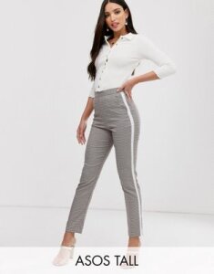 ASOS DESIGN Tall check side stripe tapered pants-Multi
