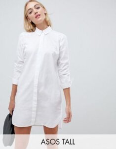 ASOS DESIGN Tall cotton mini shirt dress-White