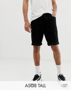 ASOS DESIGN Tall denim shorts in slim black