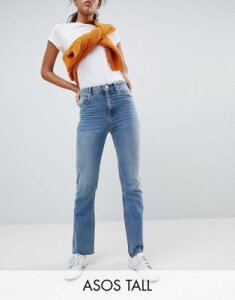 ASOS DESIGN Tall Egerton rigid cropped flare jeans in vintage mid wash-Blue