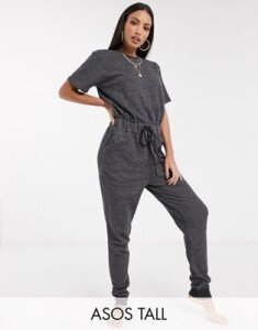ASOS DESIGN Tall exclusive lounge organic jumpsuit-Gray