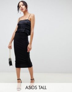 ASOS DESIGN Tall high waisted longerline pencil skirt-Black