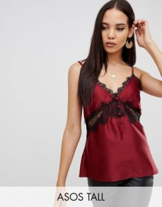 ASOS DESIGN Tall lace detail cami-Red