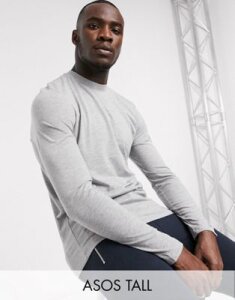 ASOS DESIGN Tall long sleeve t-shirt with crew neck in gray marl