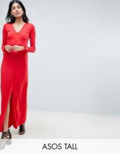 ASOS DESIGN Tall maxi tea dress with self covered buttons