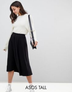 ASOS DESIGN Tall midi skirt with box pleats-Black