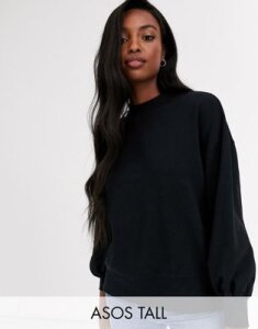 ASOS DESIGN Tall minimal sweat with wide sleeve in black