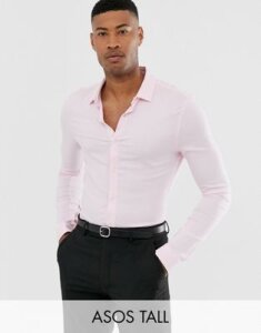 ASOS DESIGN Tall muscle viscose shirt in light pink