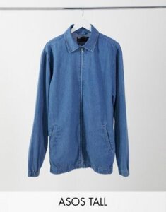 ASOS DESIGN Tall oversized harrington jacket in blue