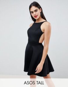 ASOS DESIGN Tall Racer front circle skirt mini dress-Black