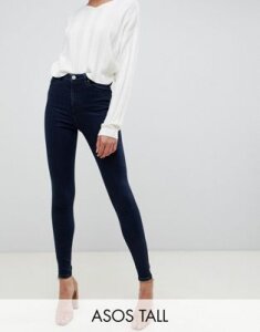 ASOS DESIGN Tall Ridley high waisted skinny jeans in dark blue wash