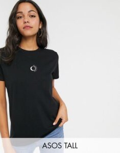 ASOS DESIGN Tall sketchy crescent moon motif in organic cotton-Black