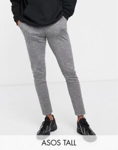 ASOS DESIGN Tall smart super skinny pants in charcoal cross hatch-Gray