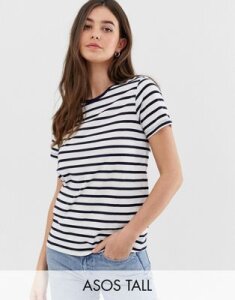 ASOS DESIGN Tall t-shirt with crew neck in stripe-Navy