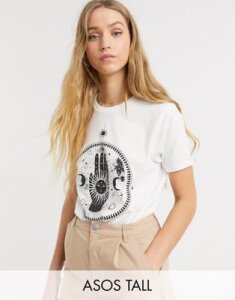 ASOS DESIGN Tall t-shirt with luna starsign print-White