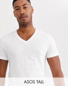 ASOS DESIGN Tall t-shirt with v neck in white