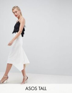 ASOS DESIGN Tall tailored occasion fishtail midi skirt-White