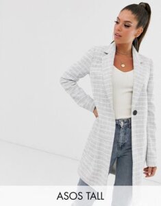 ASOS DESIGN Tall textured coat with button detail-Gray