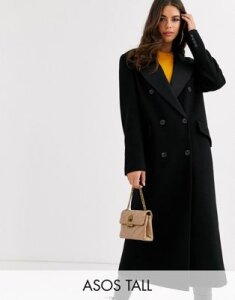 ASOS DESIGN Tall tux maxi coat in black