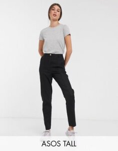 ASOS DESIGN Tall ultimate linen cigarette pants-Black