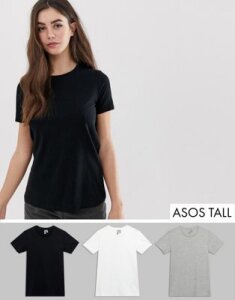 ASOS DESIGN Tall ultimate organic cotton crew neck t-shirt in 3 pack SAVE-Multi