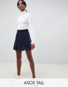 ASOS DESIGN Tall wrap mini skirt in polka dot-Multi