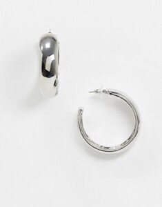 ASOS DESIGN thick hoop earrings 40mm in silver tone