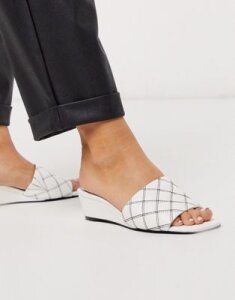 ASOS DESIGN Thriller quilted demi wedge in white