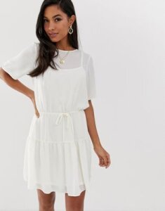ASOS DESIGN tiered mini dress-White