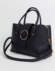 ASOS DESIGN tote bag with ring detail-Black