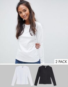 ASOS DESIGN ultimate top with long sleeve and crew neck 2 pack SAVE-Multi
