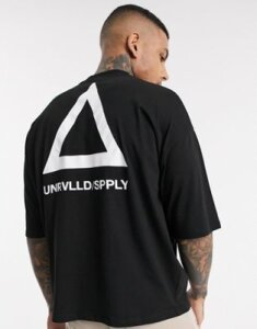 ASOS DESIGN Unrivalled Supply oversized t-shirt with unrivalled supply logo-Black