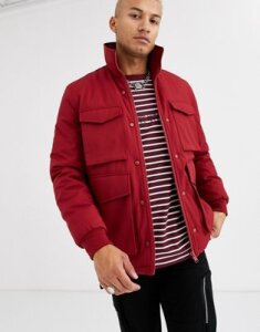 ASOS DESIGN utility jacket with funnel neck in red