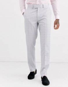 ASOS DESIGN wedding slim suit pants in windowpane check in ice gray