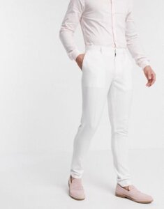 ASOS DESIGN wedding super skinny suit pants in white