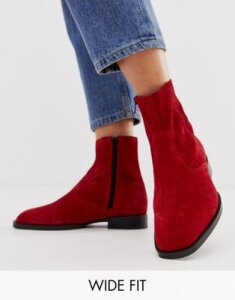 ASOS DESIGN Wide Fit Alfie suede sock boots in red