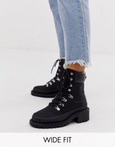 ASOS DESIGN Wide Fit Alix hiker boots in black