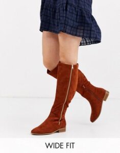 ASOS DESIGN Wide Fit Blair knee high boots in tan