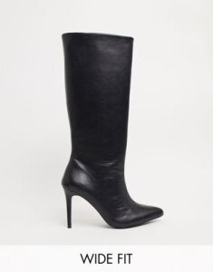 ASOS DESIGN Wide Fit Claudia knee high boots in black