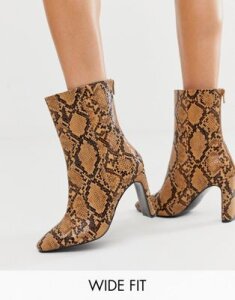 ASOS DESIGN Wide Fit Eleanor high ankle boots in snake-Multi