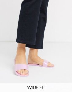 ASOS DESIGN Wide Fit Fern jelly sliders in pink