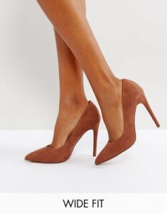 ASOS DESIGN Wide Fit Paris pointed high heeled pumps in mocha-Brown