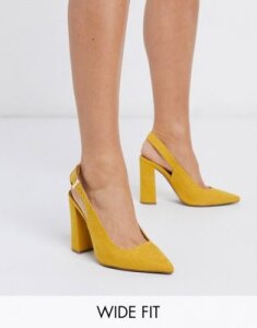 ASOS DESIGN Wide Fit Planet high block heels in mustard-Yellow