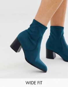 ASOS DESIGN Wide Fit Rosie neoprene sock boots in teal-Green