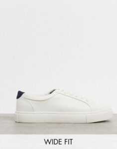 ASOS DESIGN Wide Fit sneakers with contrast tongue and heel in white