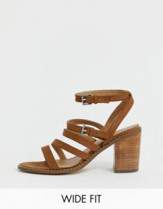 ASOS DESIGN Wide Fit Tycoon heeled sandals-Tan