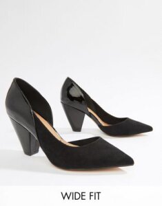 ASOS DESIGN Wide Fit Weather mid heels-Black
